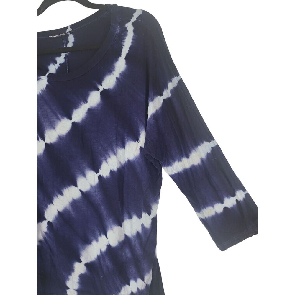 Maria Gabrielle Tie-Dye Top‎ L Womens Blue White Half Sleeve Crew Neck Pullover - Picture 3 of 10